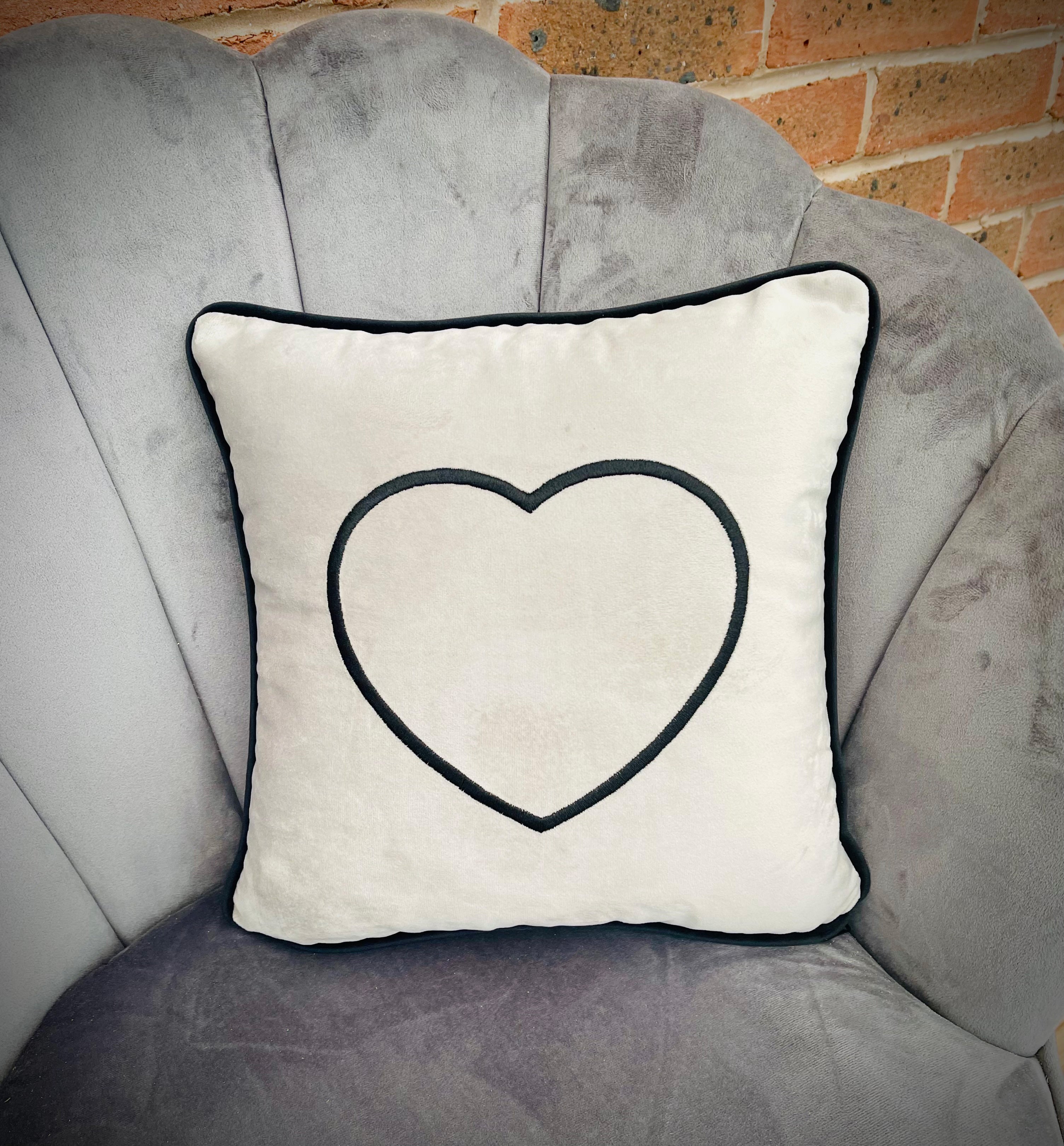 Personalised Cushion for Dog or Cat - Heart design grey with white text- Pet Cushions- Home Interior Cushions- Personalised Cushion for Dogs- Personalised Home Cushions