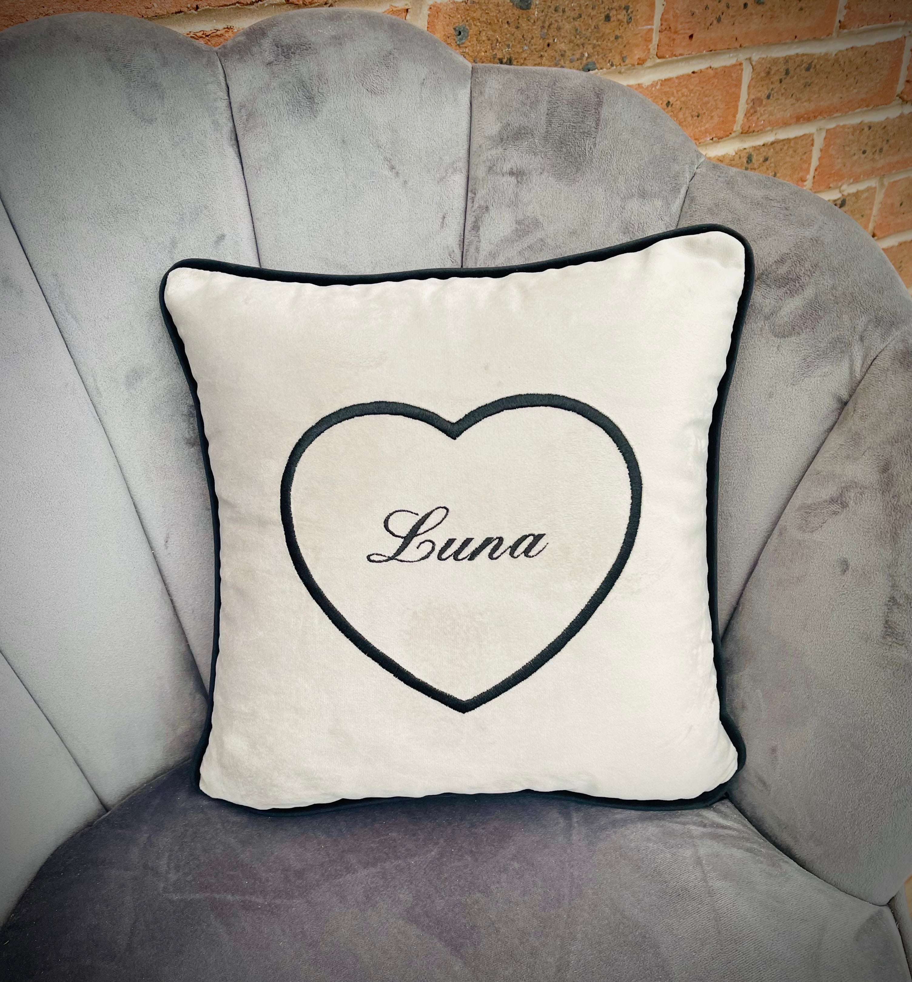 Personalised Cushion for Dog or Cat - Heart Design 2 colours available