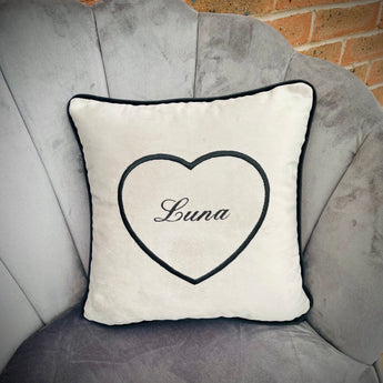 Personalised Cushion for Dog or Cat - Heart Design 2 colours available