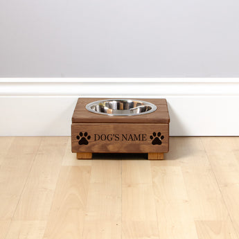 Single Personalised Raised Dog Bowl Stand 10cm High - Royal Oak