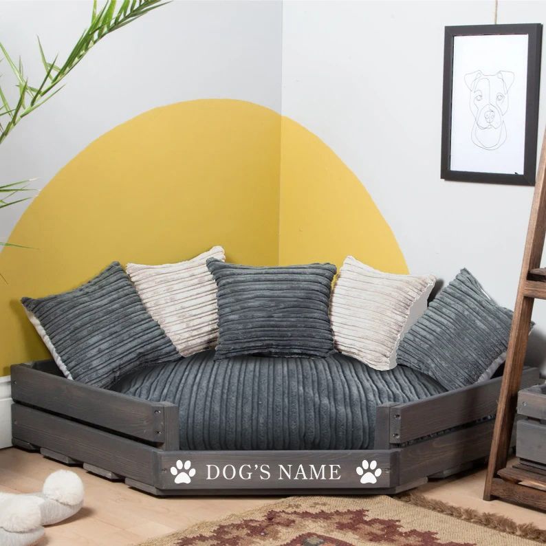 Corner Wooden Personalised Dog Bed