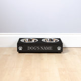 Double Personalised Raised Dog Bowl Stand 10cm High - Ebony Black