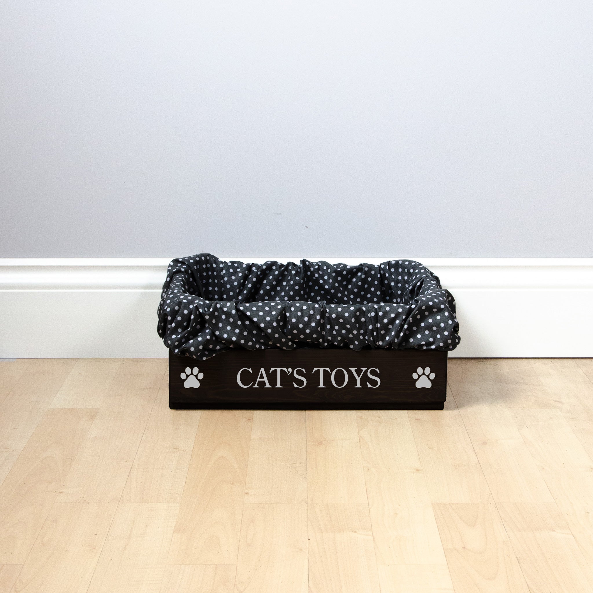Small Personalised Cat Toy Box with Removable Liner (35 x 25 x 16cm) - Ebony Black
