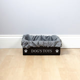 Small Personalised Dog Toy Box with Removable Liner (35 x 25 x 16cm) - Ebony Black