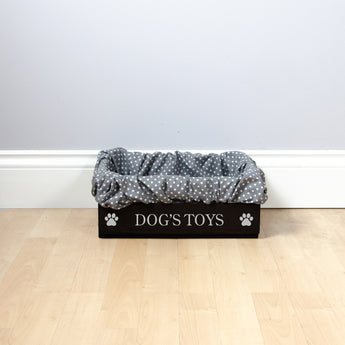 Small Personalised Dog Toy Box with Removable Liner (35 x 25 x 16cm) - Ebony Black