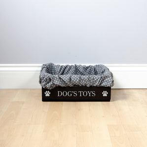 Small Personalised Dog Toy Box with Removable Liner (35 x 25 x 16cm) - Ebony Black