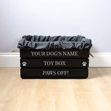 Large Personalised Dog Toy Box with Removable Liner (53 x 38 x 33cm) - Ebony Black