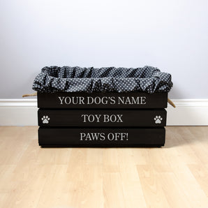 Large Personalised Dog Toy Box with Removable Liner (53 x 38 x 33cm) - Ebony Black