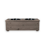 Raised dog bowl personalised wooden