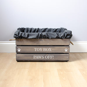 Large Personalised Cat Toy Box -Grey, Dog Toys, Personalised Cat Toys, Cat Toy Box, Medium pet toy box, Grey Toy Box