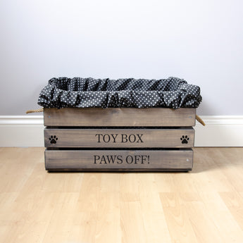 Large Personalised Dog Toy Box -Grey, Dog Toys, Personalised Dog Toys, Dog Toy Box, Small pet toy box, Grey Toy Box