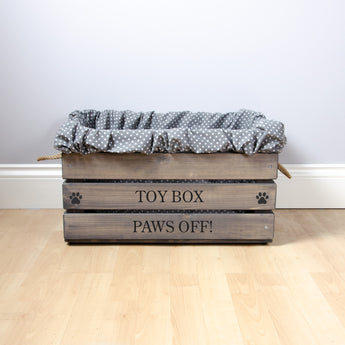 Large Personalised Dog Toy Box -Grey, Dog Toys, Personalised Dog Toys, Dog Toy Box, Small pet toy box, Grey Toy Box
