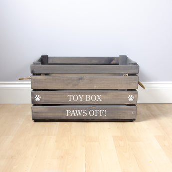 Large Personalised Dog Toy Box -Grey, Dog Toys, Personalised Dog Toys, Dog Toy Box, Small pet toy box, Grey Toy Box