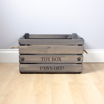 Large Personalised Cat Toy Box -Grey, Dog Toys, Personalised Cat Toys, Cat Toy Box, Medium pet toy box, Grey Toy Box