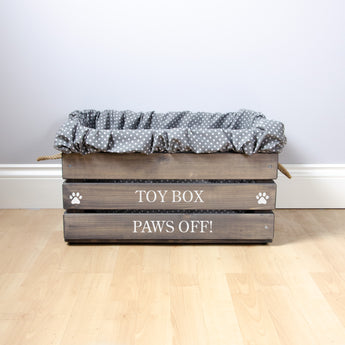 Large Personalised Dog Toy Box -Grey, Dog Toys, Personalised Dog Toys, Dog Toy Box, Small pet toy box, Grey Toy Box