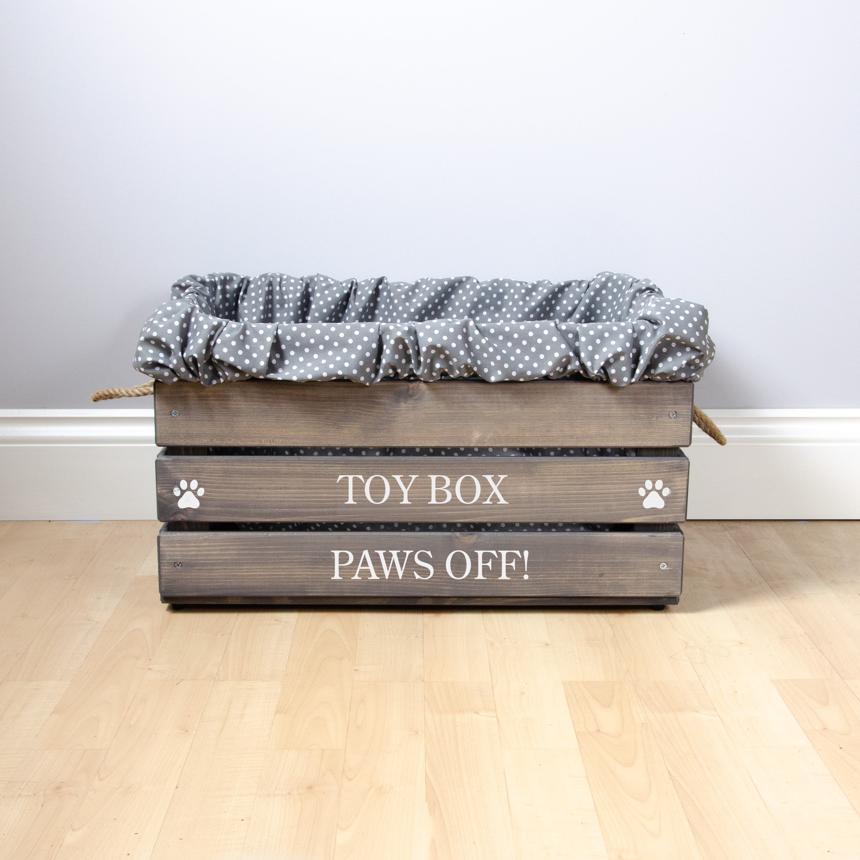 Large Personalised Dog Toy Box with Removable Liner (53 x 38 x 33cm) - Ash Grey