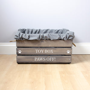 Large Personalised Dog Toy Box -Grey, Dog Toys, Personalised Dog Toys, Dog Toy Box, Small pet toy box, Grey Toy Box