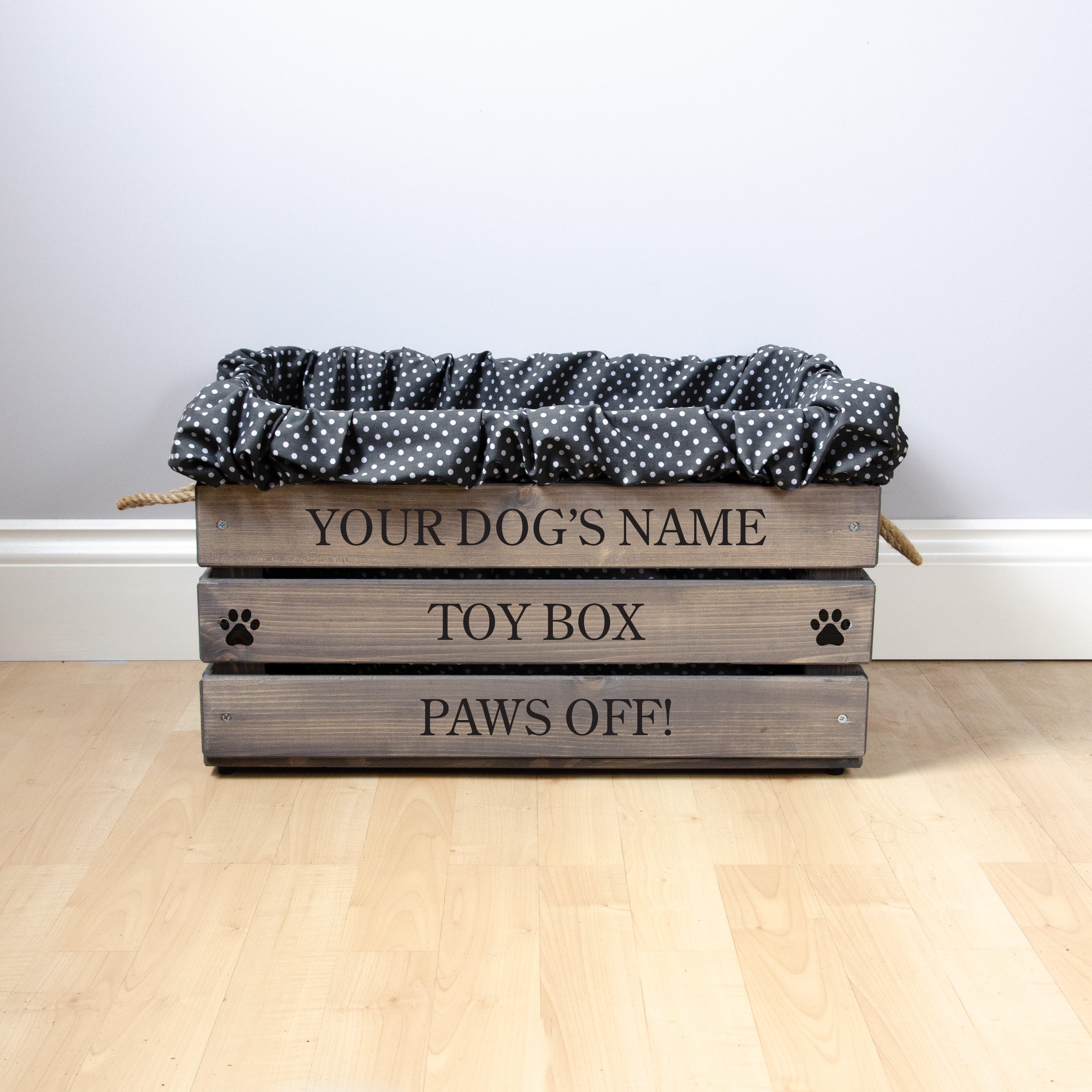 Large Personalised Dog Toy Box with Removable Liner (53 x 38 x 33cm) - Ash Grey