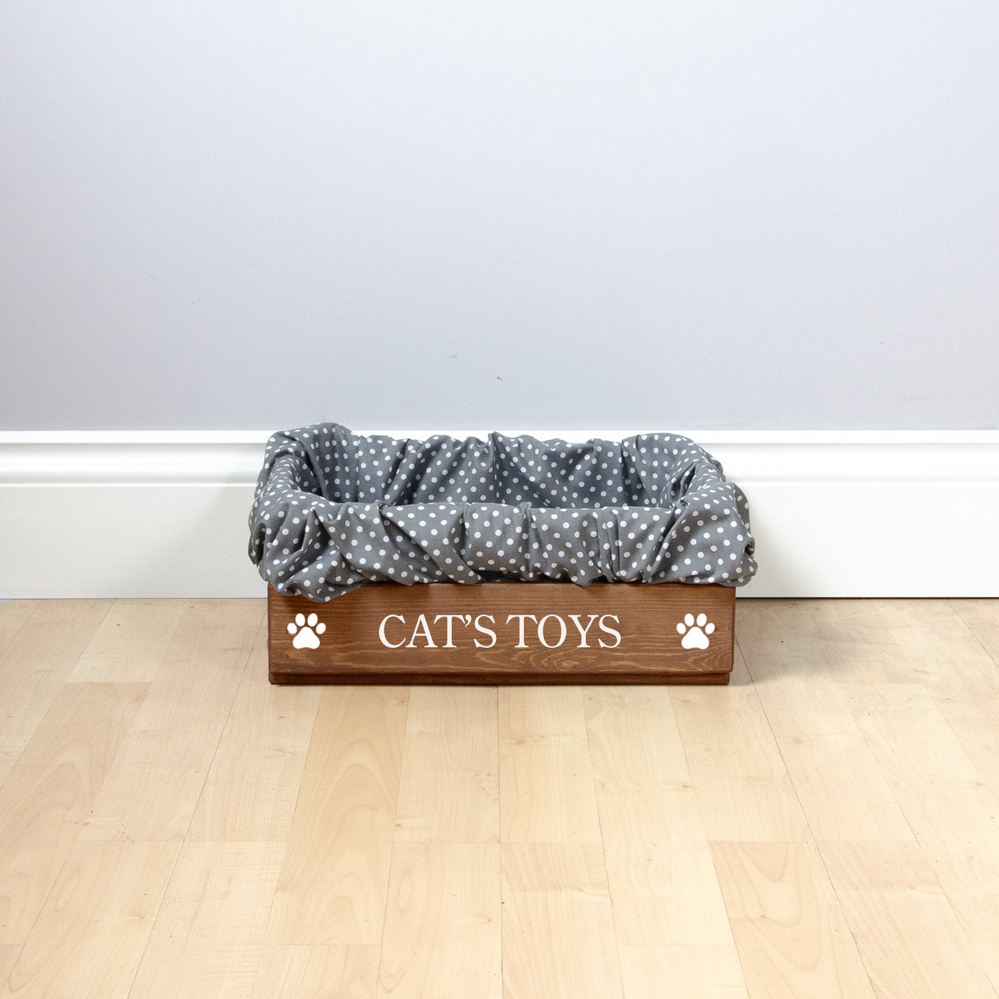 Small Personalised Cat Toy Box with Removable Liner (35 x 25 x 16cm) - Royal Oak