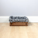 Small Personalised Wooden Dog Toy Box with Removable Liner - Brown, Dog Toys, Personalised Dog Toys, Dog Toy Box, Small pet toy box, Oak Toy Box