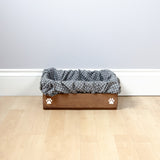 Small Personalised Wooden Dog Toy Box with Removable Liner - Brown, Dog Toys, Personalised Dog Toys, Dog Toy Box, Small pet toy box, Oak Toy Box
