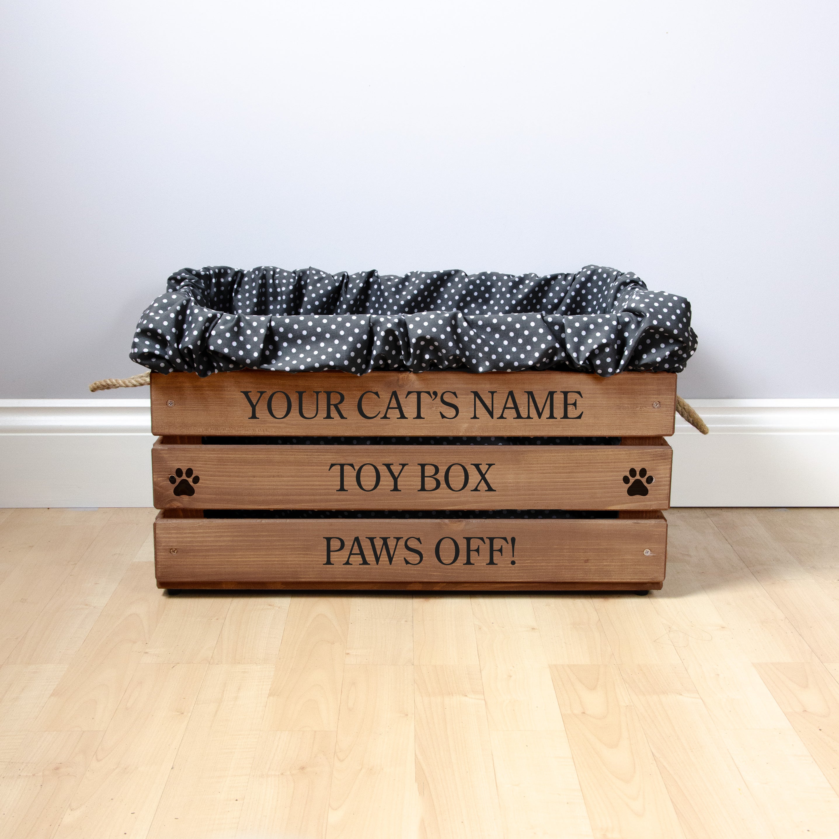 Large Personalised Cat Toy Box with Removable Liner (53 x 38 x 33cm) - Royal Oak