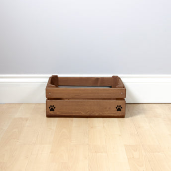 Small Personalised Wooden Dog Toy Box with Removable Liner - Brown, Dog Toys, Personalised Dog Toys, Dog Toy Box, Small pet toy box, Oak Toy Box