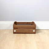 Small Personalised Wooden Dog Toy Box with Removable Liner - Brown, Dog Toys, Personalised Dog Toys, Dog Toy Box, Small pet toy box, Oak Toy Box