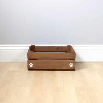 Small Personalised Wooden Dog Toy Box with Removable Liner - Brown, Dog Toys, Personalised Dog Toys, Dog Toy Box, Small pet toy box, Oak Toy Box