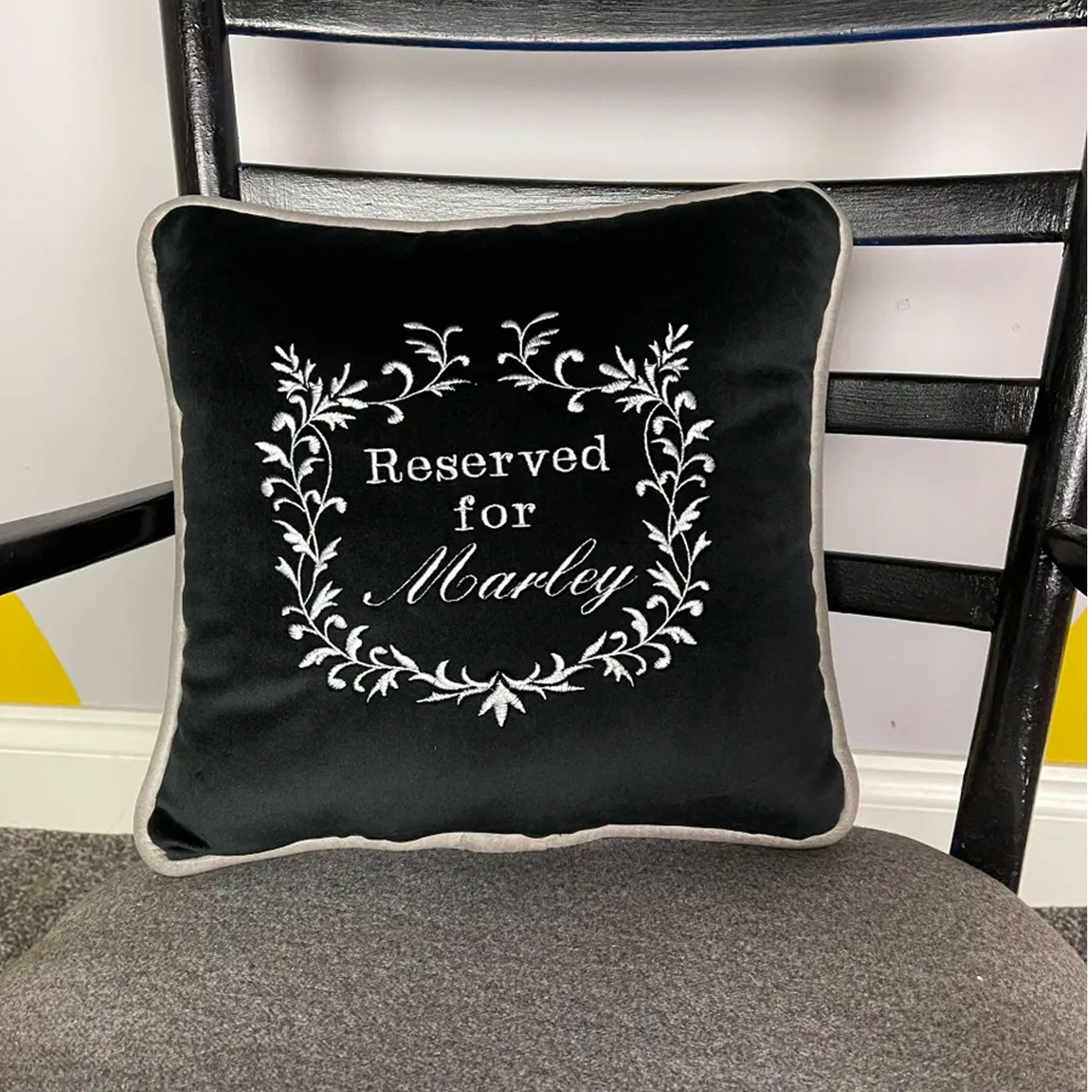 Personalised Reserved Cushion for Dog or Cat - Black