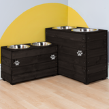 Personalised Wooden Bowl for large dogs with cutomised Name in Black with 2 bowls -(Large) - 31-45cm high