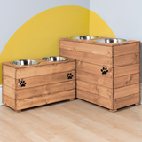 Personalised Wooden Bowl for large dogs with cutomised Name in Black with 2 bowls -(Large) - 31-45cm high