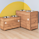 Personalised Wooden Bowl for large dogs with cutomised Name in Black with 2 bowls -(Large) - 31-45cm high