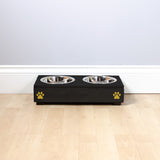 Personalised Wooden Bowl for pets with Engraved Name (Black) - Single (Small) - 10cm high- great for small pets, dogs, cats.