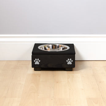 Personalised Raised cat Bowl Stand 10cm High - Black Personalised cat bowl raised cat bowl wooden cat feeding pet feeding station pet bowls for cats, pet