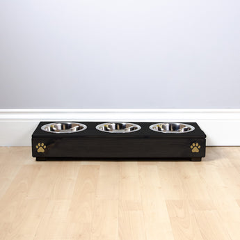 Personalised Raised cat Bowl Stand 10cm High - Black Personalised cat bowl raised cat bowl wooden cat feeding pet feeding station pet bowls for cats, pets