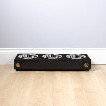 Personalised Wooden Bowl for dogs with Engraved Name in Black with 3 bowls -(extra small) - 7cm high