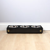 Personalised Wooden Bowl for dogs with Engraved Name (Black) - with three bowls(Small) - 10cm- for small dogs, cats