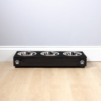 Personalised Wooden Bowl for dogs with Engraved Name (Black) - with three bowls(Small) - 10cm- for small dogs, cats