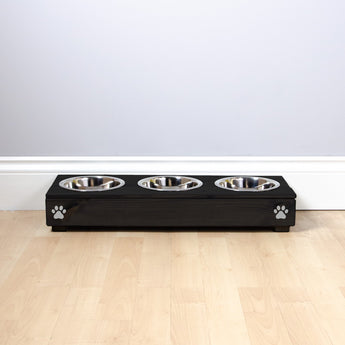 Personalised Wooden Bowl for dogs with cutomised Name in Black with 3 bowls -(extra small) - 7cm high