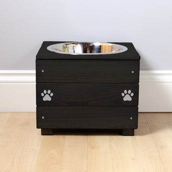 Personalised Wooden Bowl for dogs with Engraved Name in Black -(medium) - 25cm high