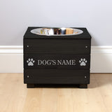 Single Personalised Raised Dog Bowl Stand 25cm High - Ebony Black
