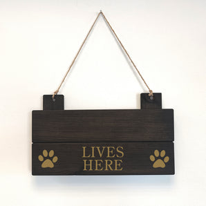 Personalised Pet Sign - Ebony Black, dog sign, cat sign, wooden cat sign