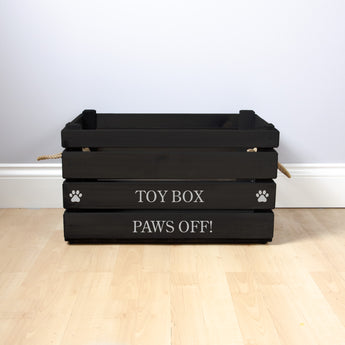 Medium Personalised Dog Toy Box with Removable Linen- Black, Dog Toys, Personalised Dog Toys, Dog Toy Box, Large pet toy box, Black Toy Box