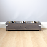Personalised Wooden Bowl for dogs with Engraved Name in Grey-with 3 bowls (medium) - 17cm high