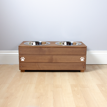 Personalised Wooden Bowl for dogs with Engraved Name in oak -(medium) - 25cm high
