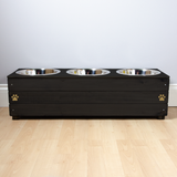 Personalised Wooden Bowl for dogs with Engraved Name in Black with 3 bowls -(medium) - 25cm high