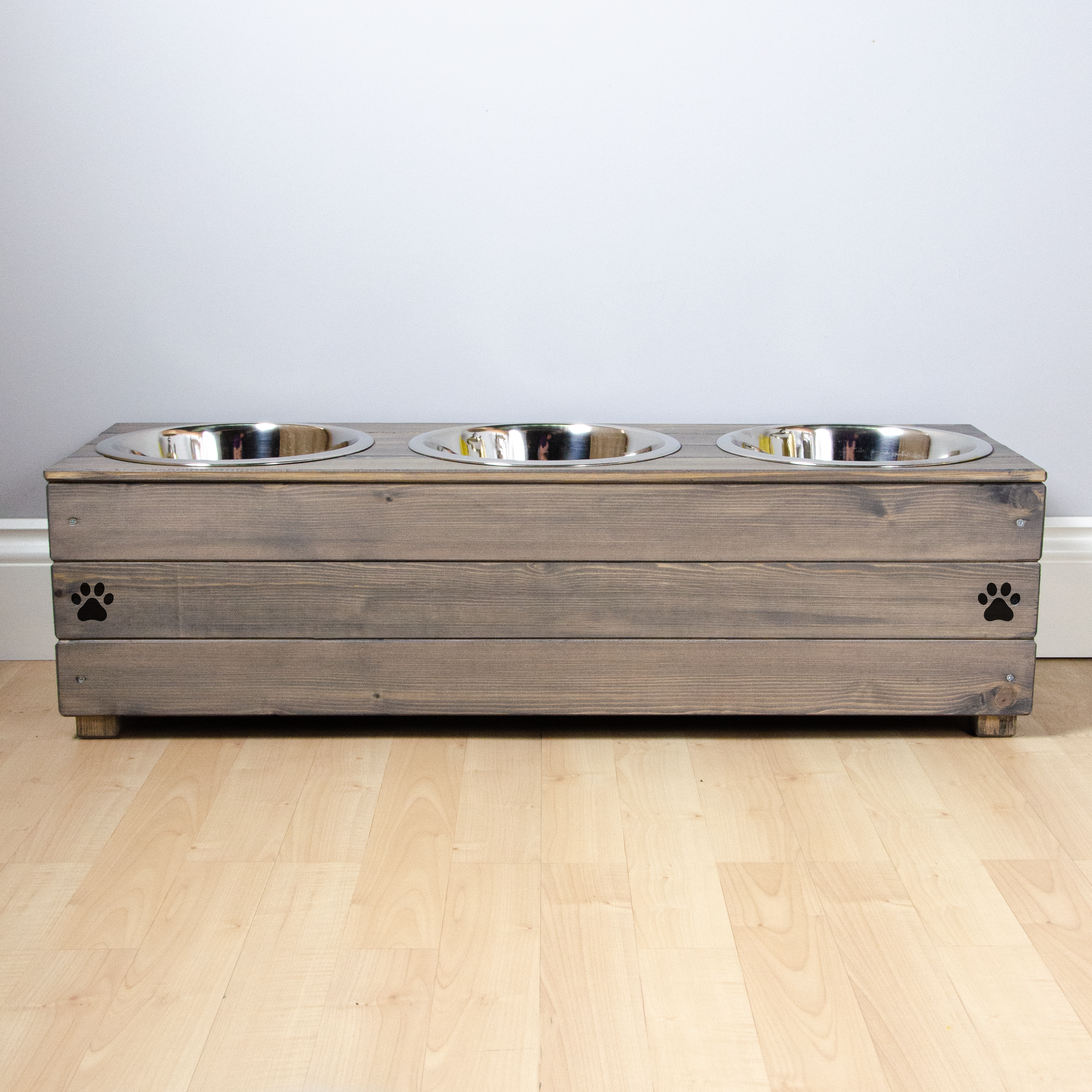 Three bowl 2024 dog food stand