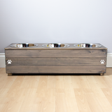 Personalised Wooden Bowl for dogs with Engraved Name in Grey with 3 bowls -(medium) - 25cm high