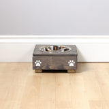 Personalised Raised Dog Bowl Stand 7cm High - Grey Personalised dog bowl raised dog bowl wooden dog feeding pet feeding station pet bowls for small dogs pets
